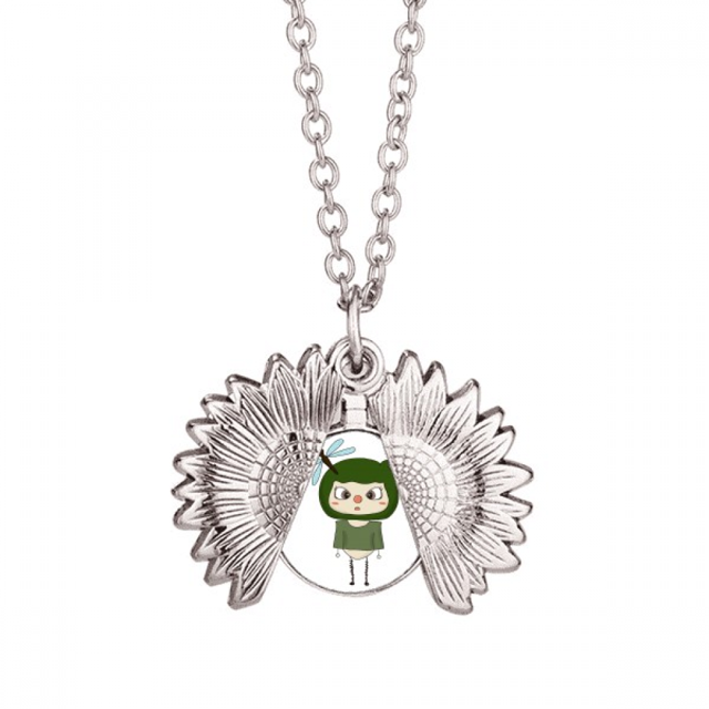 Animal quack natural green Fly uu Collar de girasol collar collar collar colgante
