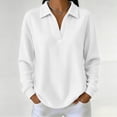 thumbnail image 6 of Tops for Women Long Sleeve Solid Color Casual Waffle Knit Top, 6 of 9