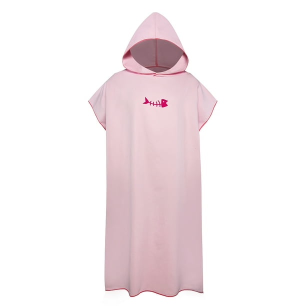 Qarigey Albornoz de repuesto de secado rápido a prueba de viento de manga corta para hombres y mujeres con capucha de Color sólido para playa Pijama Rosa claro