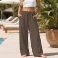 thumbnail image 2 of Women's Plus Size Linen Pants, Drawstring Waist, Loose Casual Joggers, Breathable Summer Wide Leg, 2 of 8