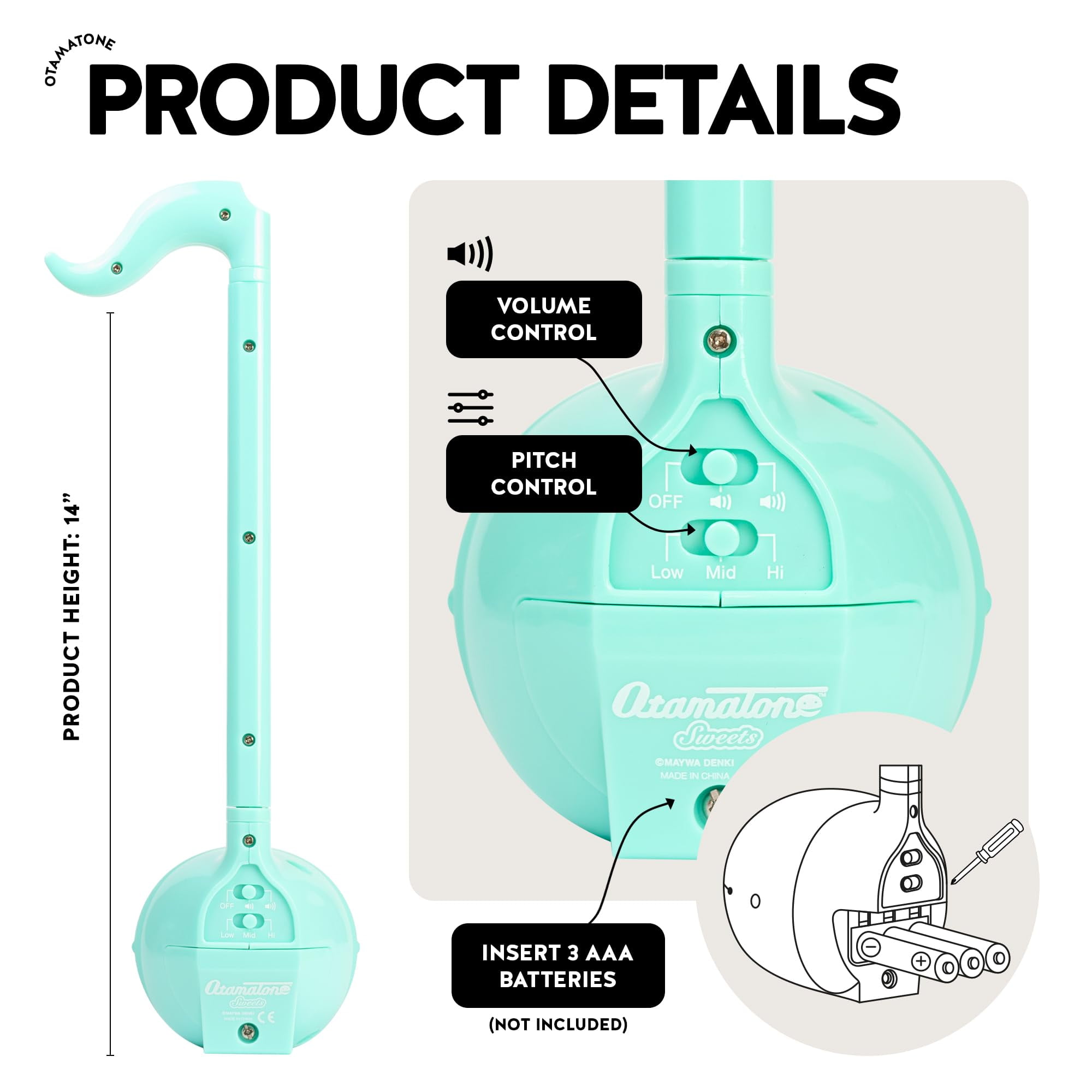 Otamatone Electronic Musical Toy Instrument for Children Unisex Adults - Mint