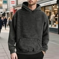 thumbnail image 2 of VNKIDY Men Heavyweight Hooded Sweatshirt Washed Pullover Soft Warm Winter Hoodie With Front Pocket Casual Wear Male Long Sleeve Solid Color Autumn Streetwear Soft, 2 of 4