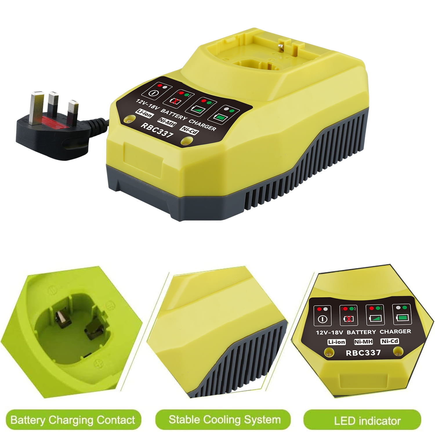 18-Volt P117 Rapid Charger Replacement for Ryobi 12V-18V Battery Lithium-Ion/NiCad Battery P102 P108 P189 P197 P103 P105 P107 P190 P191 PBP002 PBP005