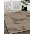 thumbnail image 3 of Ahgly Company Machine Washable Indoor Square Abstract Dark Almond Brown Area Rugs, 7' Square, 3 of 7
