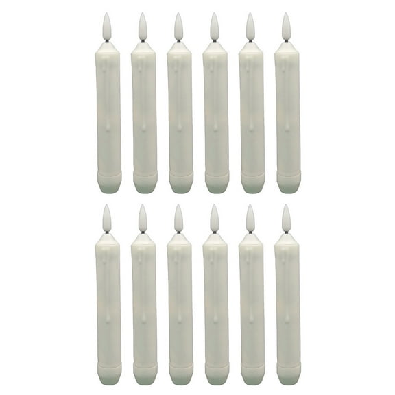 OUNONA Battery Operated Taper Candles White LED for DIY and Home Decor 12Pcs