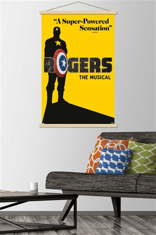 Marvel Hawkeye - Rogers The Musical Playbill Wall Poster with Wooden Magnetic Frame, 22.375" x 34"