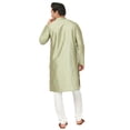 thumbnail image 3 of In-Sattva Men's Vertical Pleat Embroidered Banded Collar and Placket Kurta Tunic; Sage Green; MD, 3 of 5