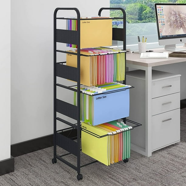 Natwind 4 Tiers Home Office Rolling File Cart for Letter Size Mobile