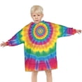 thumbnail image 3 of Yellow Tie Dye Spiral Pattern Blanket Hoodies for Kids 6-13YR Oversize Wearable Blanket Hoodies for Boys Girls Teens, 3 of 7