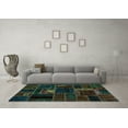 thumbnail image 3 of Ahgly Company Machine Washable Indoor Rectangle Oriental Turquoise Blue Modern Area Rugs, 4' x 6', 3 of 4