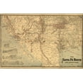 thumbnail image 1 of 24"x36" Gallery Poster, map of Santa F railroad Route and connections, 1888, 1 of 1