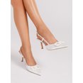 thumbnail image 6 of On feet& in love Women's Pointed Toe Slingback Heels with Geometric Buckle - White PU Leather Dress Pumps for Party & Wedding - Size 5.5, 6 of 8