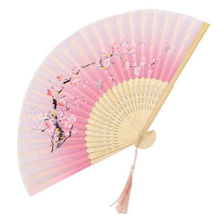 

PWFE 1 PC Floral Folding Hand Fan with Different Flower Patterns Retro Chinese Handheld Cloth Folding Fan