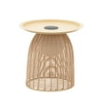 thumbnail image 2 of Outdoor Coffee Table Boho Wicker Patio Solar Table All Weather Metal Round Tables with Built-in Lights, 2 of 8