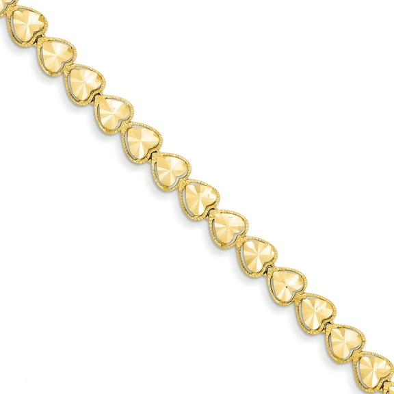 14K Diamond Cut Heart Bracelet