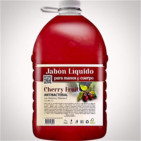 Jabón Líquido Antibacterial para Manos y Cuerpo VivoNatural aroma Cherry Fruit 5 litros