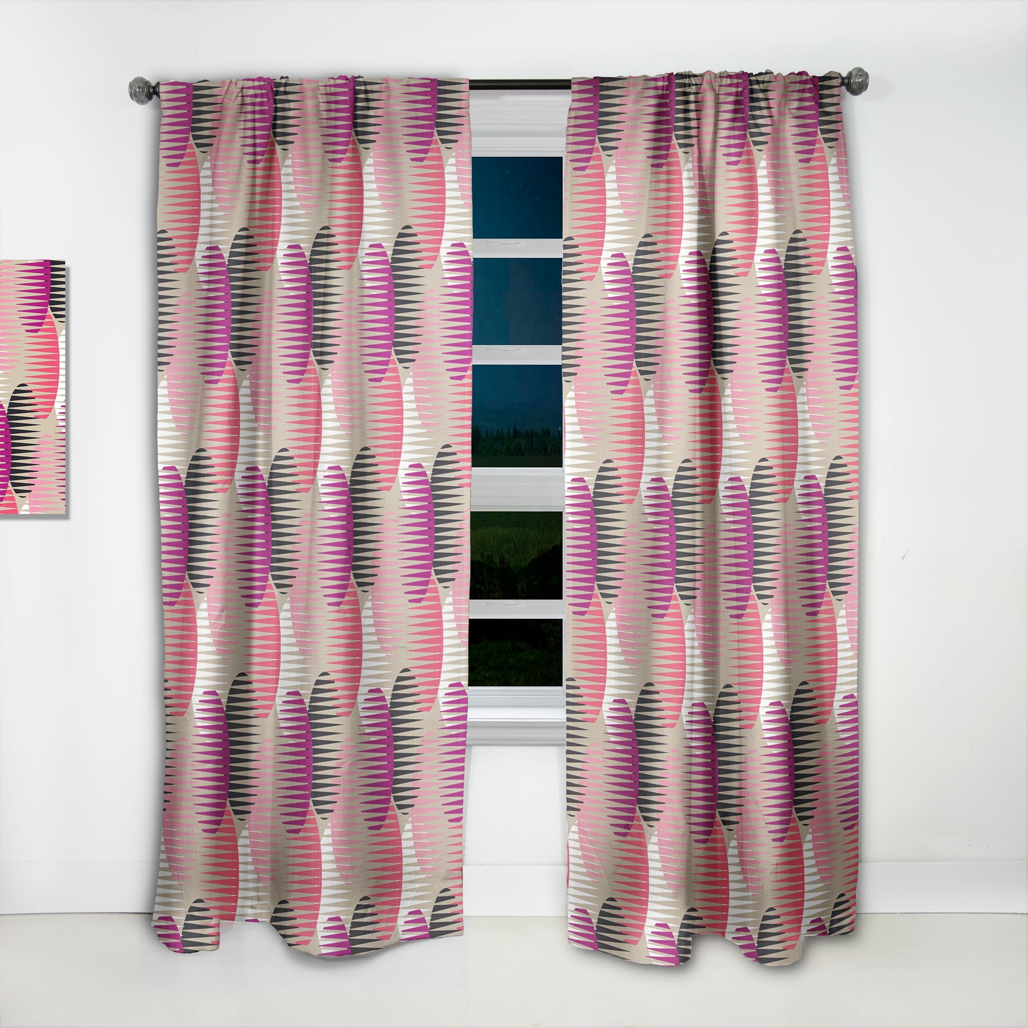 Designart 'Circular Retro Pattern VIII' Mid-Century Modern Curtain Panel