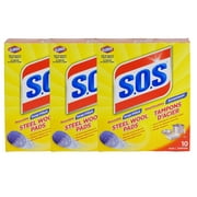 S.O.S Cleaning Steel Soap Wool Pads - 10 Count Box (3 Pack)
