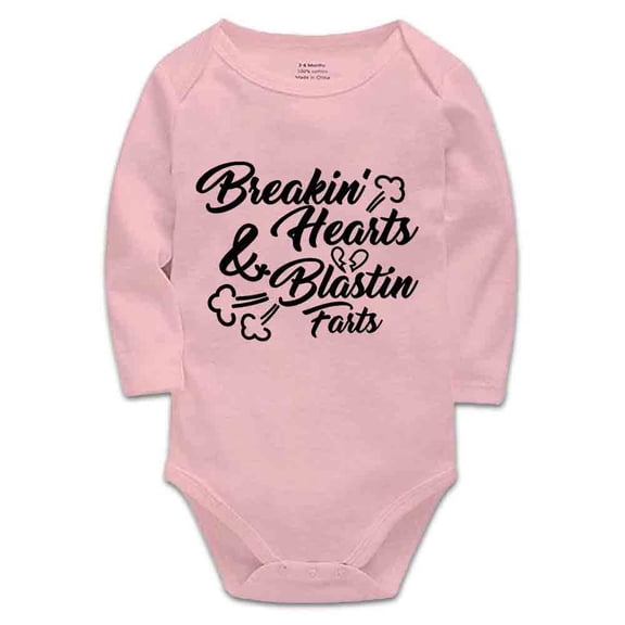 YCICIVDee Breakin’Hearts & Blastin Farts-Baby Bodysuit Clothes Creeper Pink Long Sleeve 0-3 Months