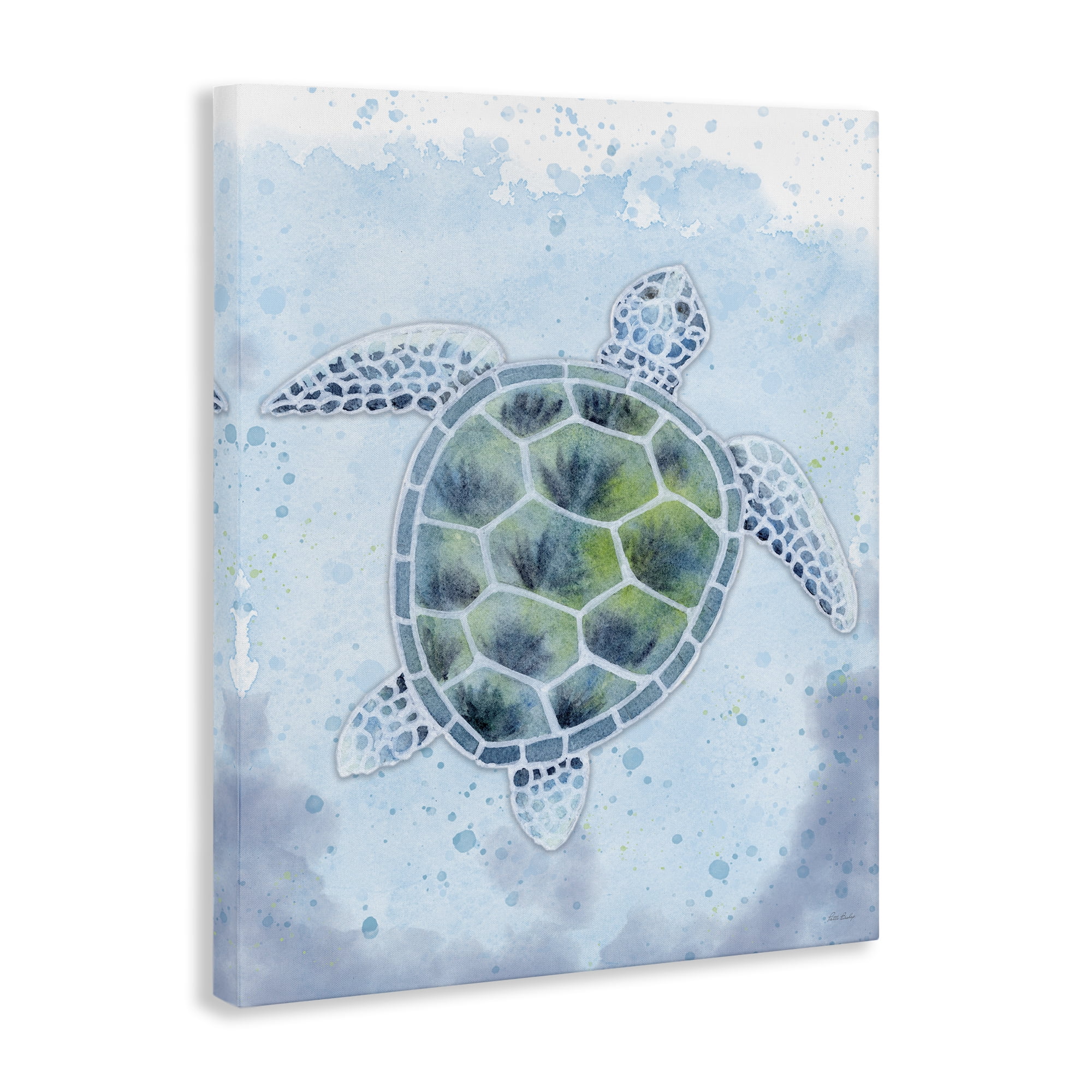 Stupell Industries Stained Glass Turtle Nautical & Beach Painting Wrapped Canvas Art Print Wall Art, 16 x 20