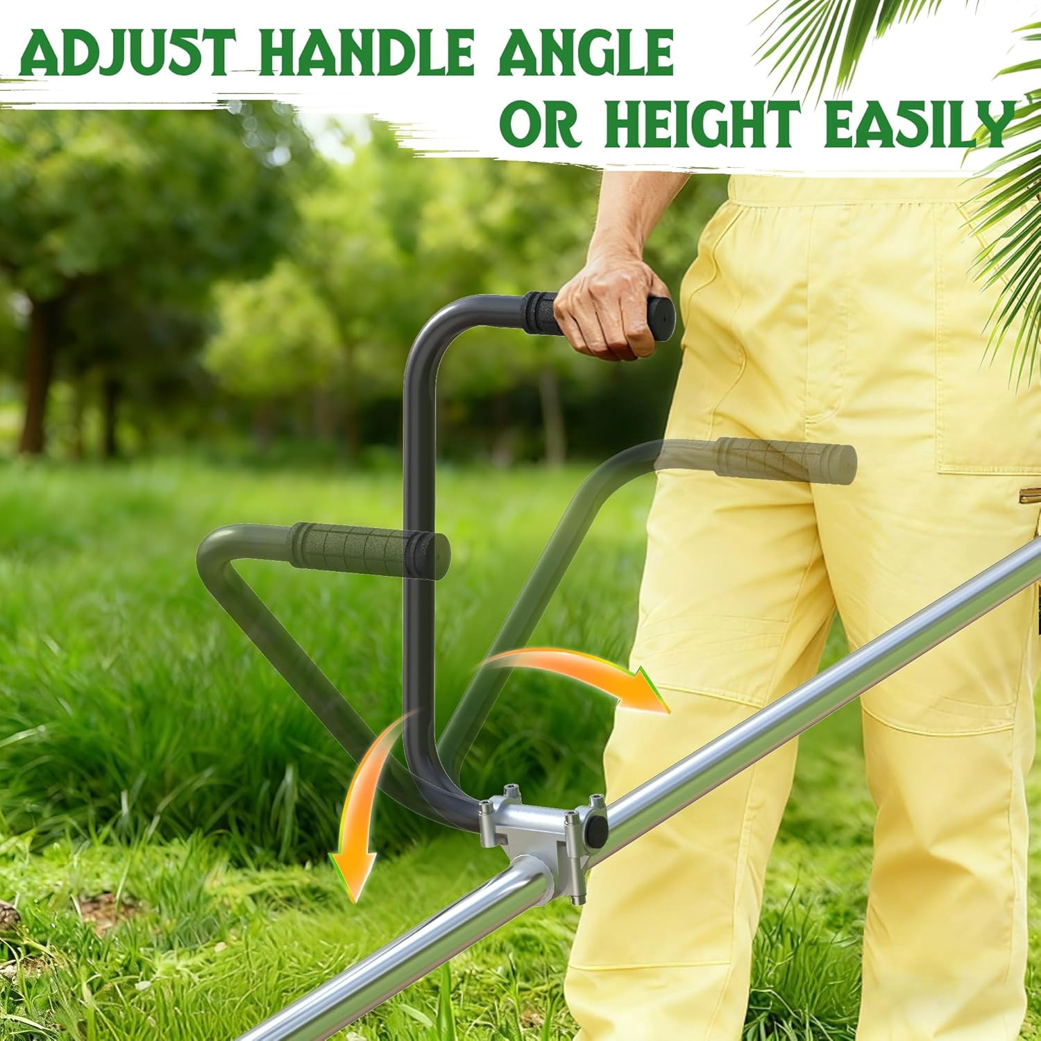 Universal Trimmer Handle Extension with Adjustable Shoulder Strap, Back-Saving Weed Eater Handle for 26-28mm Shafts