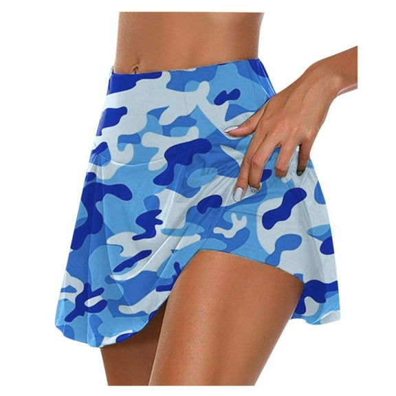 Women's Shorts Wide Leg Fashion Double-Layer Sports Camouflage Yoga Sports Leggings Fitness Summer Casual Beach Shorts S-3XL