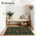 thumbnail image 3 of ODIKA 3'x5' Machine Washable Non-Slip Area Rug, Nordic Inspired Holiday Sloth Motif with Winter Forest Accents High Traffic Rug with Pad, Black, 742842, 3 of 8