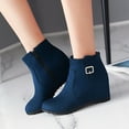 thumbnail image 6 of CALAFEBILA Winter Shoes Women Blue College Wind Suede , Belt Buckle, Side Zipper, Plus Hair, 6 of 9
