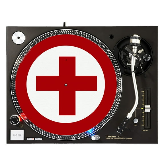 KuzmarK™ 12" DJ Turntable Slipmat - Red Cross Circle