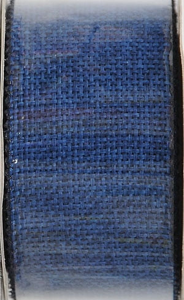 (1 pack) Offray Ribbon, Denim Blue 1 1/2 inch Woven Burlap Woven Ribbon, 9 feet