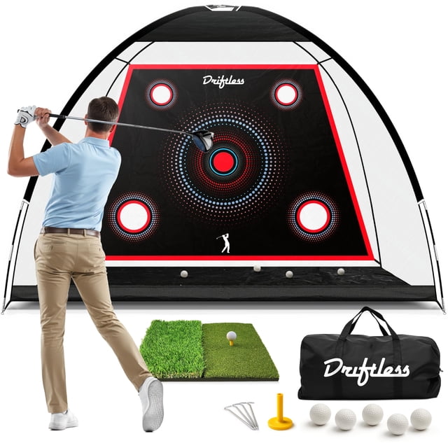Red de golf Driftless Ridge Supply de 10 x 7 pies con tapetes y accesorios