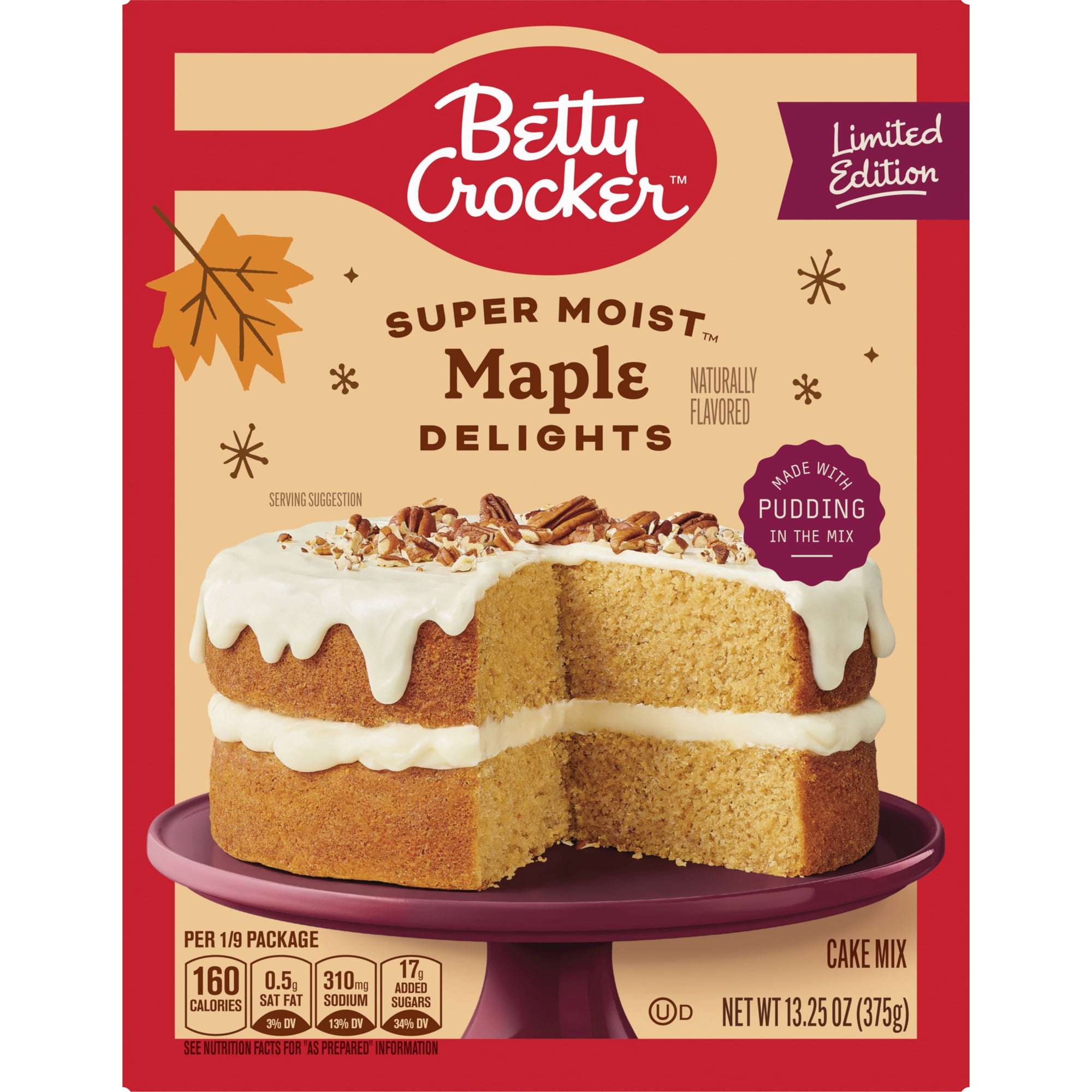 Betty Crocker Delights Super Moist, Maple Cake Mix, Limited Edition, 13.25 oz