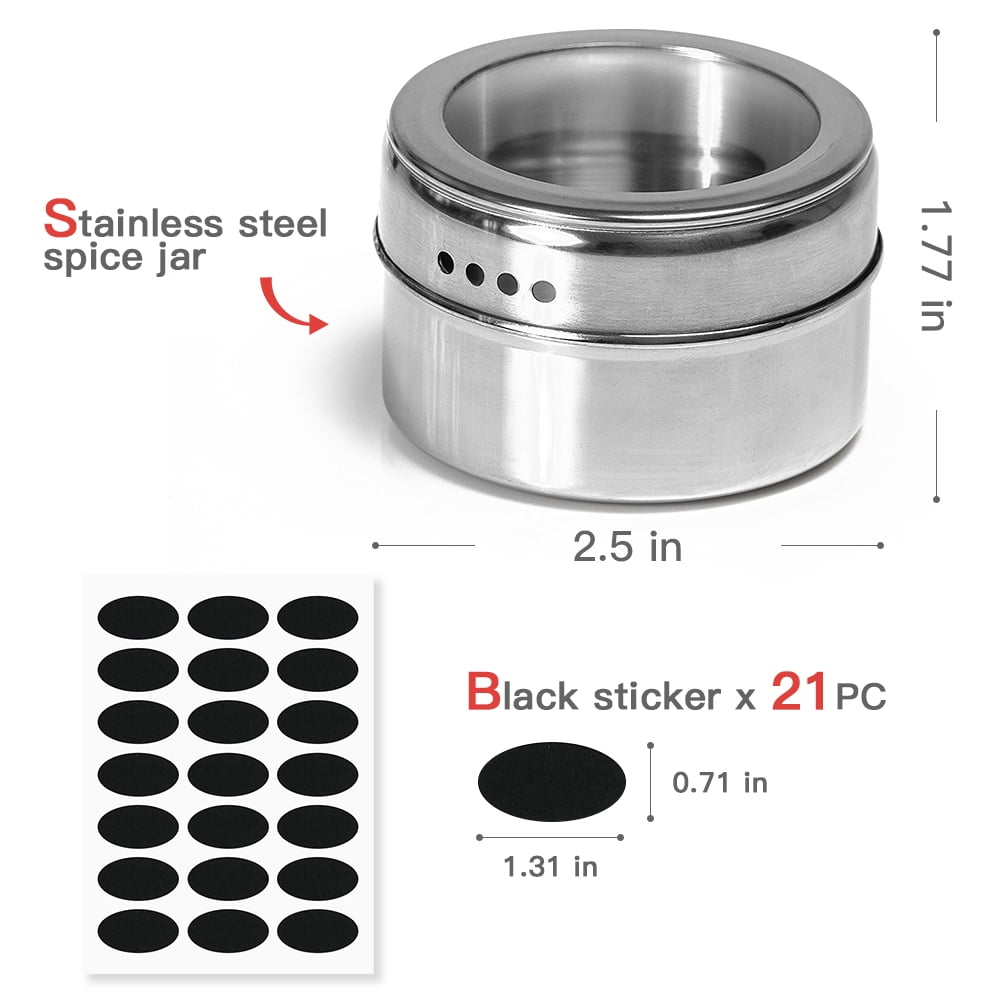 Kepooman 10 Pack Stainless Steel Storage Spice Containers with Sift & Pour Clear Top Lid for Camping Grill, Silver