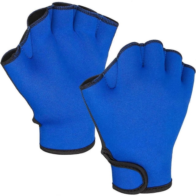 Guantes de agua de malla para remo, natación, fitness, aeróbic acuático y entrenamiento de resistencia para hombres, mujeres y niños, color azul tesoro, 1 unidad.