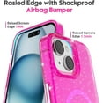 thumbnail image 4 of for iPhone 15 Plus Case Clear Magnetic Glitter Compatible with Magsafe, Sparkle Bling Hard Bright Magnet Mag Cover Non-Yellowing, Shiny and Cute Protective Case for Women Girl, Neon Hot Pink, 4 of 14