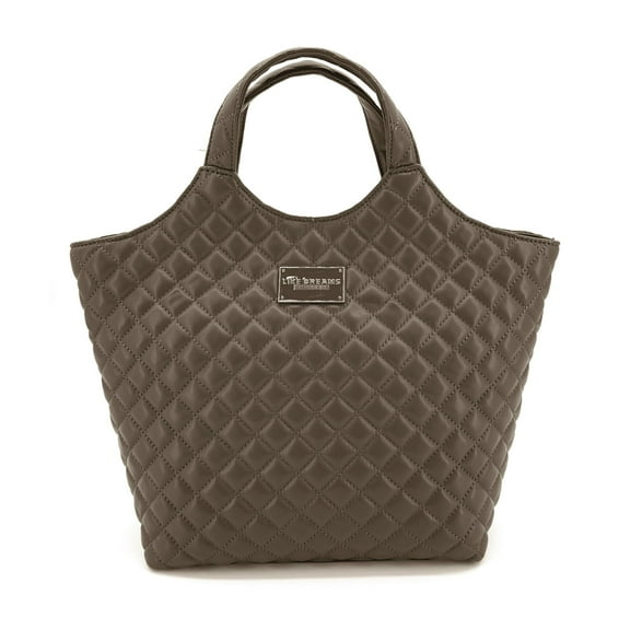 LIKE DREAMS Women's Vegan Leather Chain Strap Juliet Quilted Tote Bag, Olive