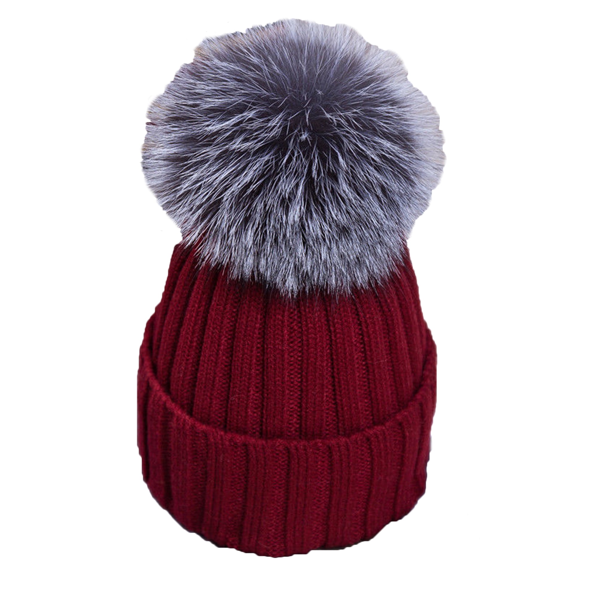 Plain Pompom Beanie Solid Slouch Hats Knit Cap Ski Winter Kid Teen Hat Unisex 