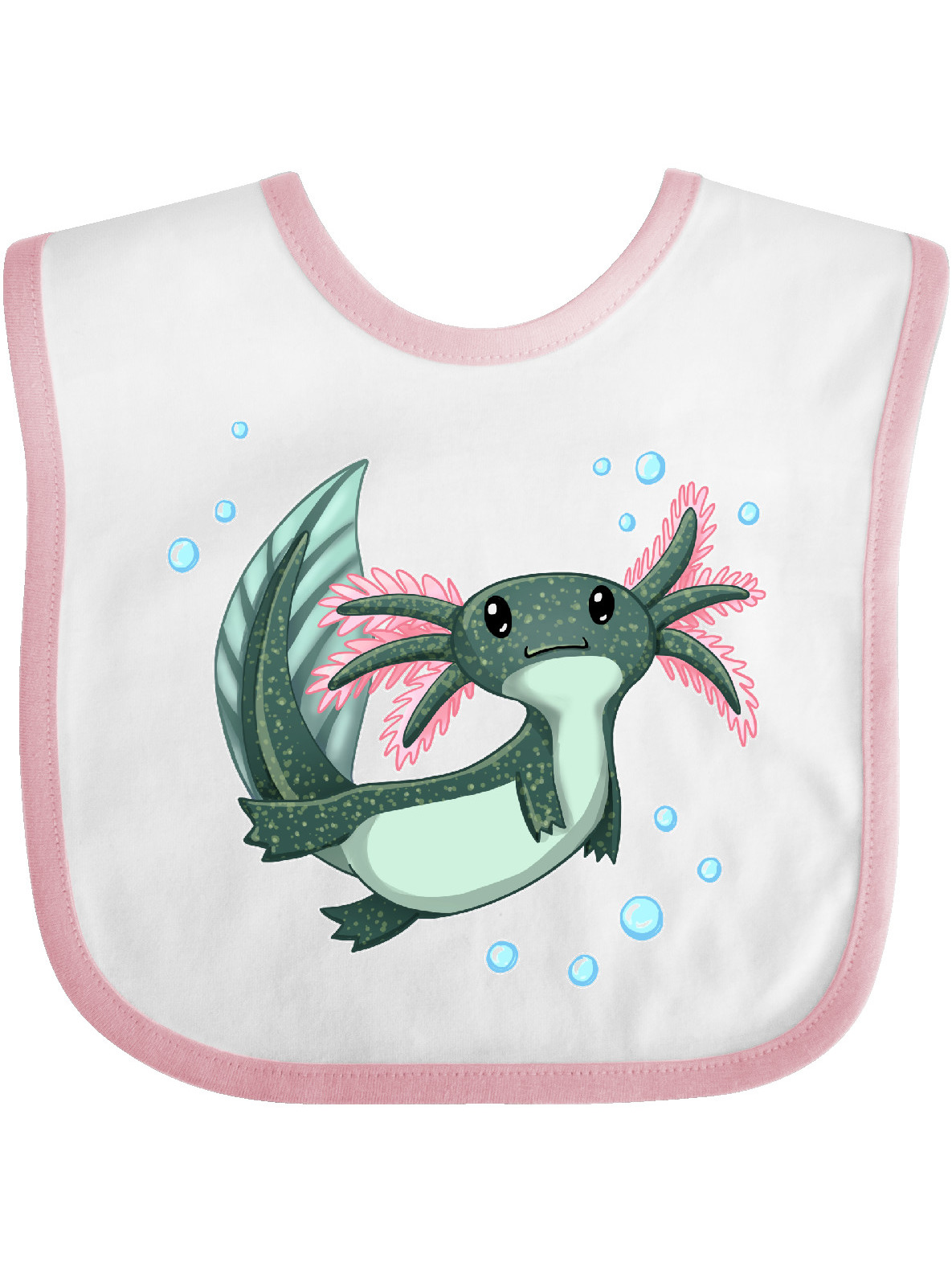 Inktastic Cute Axolotl Swimming With Bubbles Infant Bib Unisex White Pink Walmart Com
