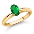 thumbnail image 2 of Gem Stone King 10K Yellow Gold Green Nano Emerald Solitaire Engagement Ring for Women (0.60 Cttw, Oval 7X5MM, Gemstone May Birthstone, Available in Size 5, 6, 7, 8, 9), 2 of 4