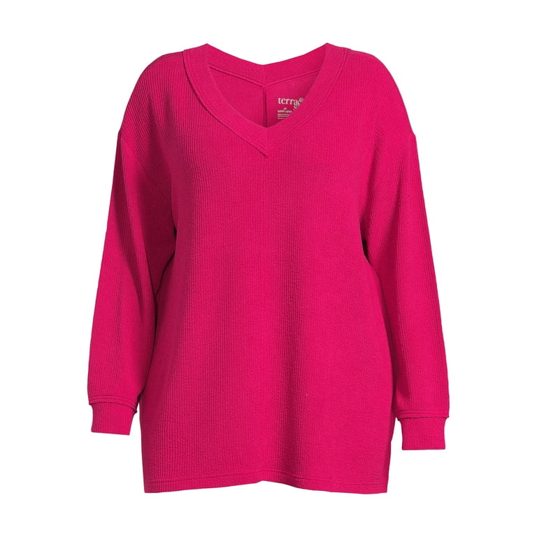 Terra Sky Women s Plus Size Textured Tunic Sweatshirt Walmart