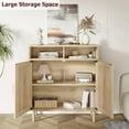 thumbnail image 3 of EDTara Farmhouse Rattan Sideboard Cabinet, Buffet Console Table with 2 Doors and Adjustable Shelves for Dining Room, Kitchen, or Living Room, 3 of 6