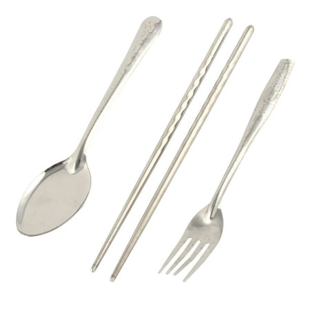 Eating Utensils - Travelling Metal Spoon Flatware Chopsticks Fork Eating Out Tableware Set 3 in 1