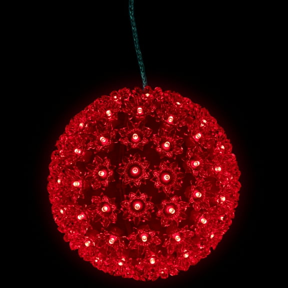 Northlight LED Lighted Hanging Starlight Floral Sphere Outdoor Christmas Decoration- 7.5" - Red