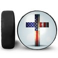 thumbnail image 2 of American Christian Cross Flag Waterproof Fabric Spare Tire Cover, American Flag Tire Cover For Suv Rv Camper Trailer Truck 14 15 16 17 18In. Gifts For Us Independence Day, 4Th Of July, 2 of 4