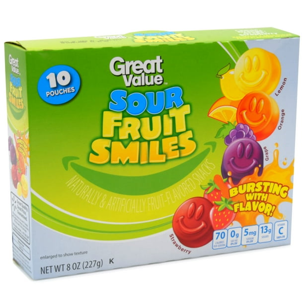 Great Value Sour Fruit Smiles, 10 Count