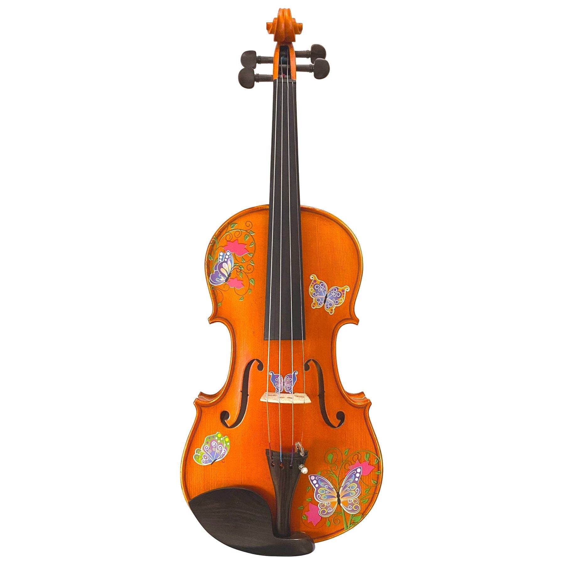 Rozanna's Violins Butterfly Dream II Violin w/ Greco w/ Brazilwood Bow, Case, Crystal Fine Tuners, Rosin, Strings, Set-Up
