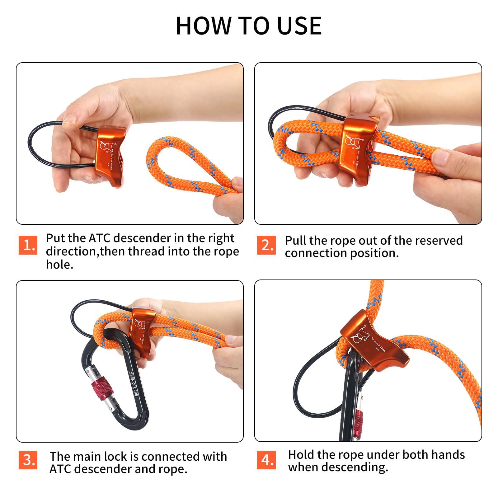 1 Pcs Climbing Abseiling Belay Device ATC Rappelling Descender 25KN V-grooved Equipment