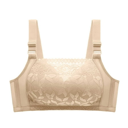 OJSFQUFP Plunge Bras Yellow Women Tube Top Style Bra Gathered Breathable Full Cup Lace No Steel Ring Large Size Underwear Soft Bra L2