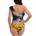 thumbnail image 5 of Gukieu Elegant Lady With Hat Print One-shoulder Ruffled One-piece Swimsuit with Removable Chest Pads and Tummy-control Swimsuit for Women-, 5 of 6