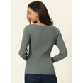 thumbnail image 4 of Women's Long Sleeve V Neck Criss Cross Sweater Casual Fall Outfits L Grey, 4 of 6